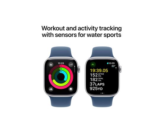 Смарт-часы Apple Watch Series 10 GPS 42mm Silver Aluminium Case with Denim Sport Band - M/L (MWWC3QH/A), изображение 4 Смарт-часы Apple Watch Series 10 GPS 42mm Silver Aluminium Case with Denim Sport Band - M/L (MWWC3QH/A), изображение 4