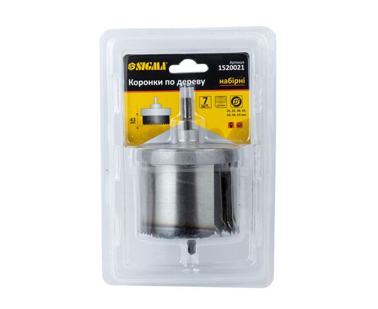 Коронка Sigma по дереву набірна 2" Ø26-63 мм висота 43 мм (1520021), зображення 9 Коронка Sigma по дереву набірна 2" Ø26-63 мм висота 43 мм (1520021), зображення 9
