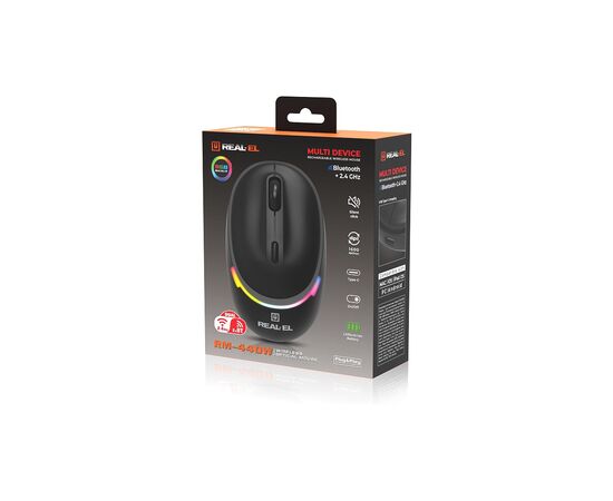 Мышка REAL-EL RM-440W Wireless/Bluetooth Black (EL123200045), изображение 10 Мышка REAL-EL RM-440W Wireless/Bluetooth Black (EL123200045), изображение 10