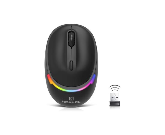 Мышка REAL-EL RM-440W Wireless/Bluetooth Black (EL123200045), изображение 3 Мышка REAL-EL RM-440W Wireless/Bluetooth Black (EL123200045), изображение 3