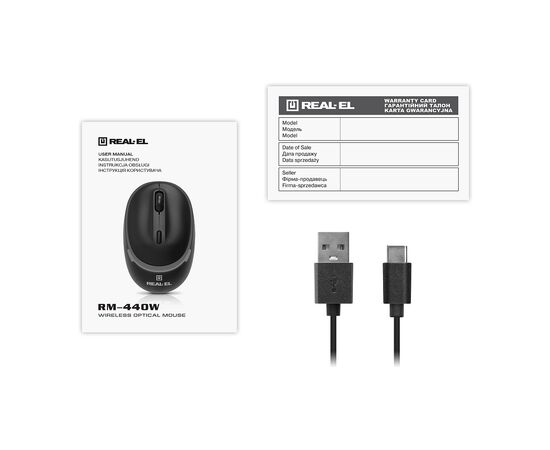 Мышка REAL-EL RM-440W Wireless/Bluetooth Black (EL123200045), изображение 9 Мышка REAL-EL RM-440W Wireless/Bluetooth Black (EL123200045), изображение 9