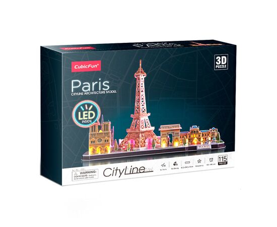 Пазл Cubic Fun Трехмерный пазл City line Париж с LED-подсветкой (L525h), изображение 3 Пазл Cubic Fun Трехмерный пазл City line Париж с LED-подсветкой (L525h), изображение 3