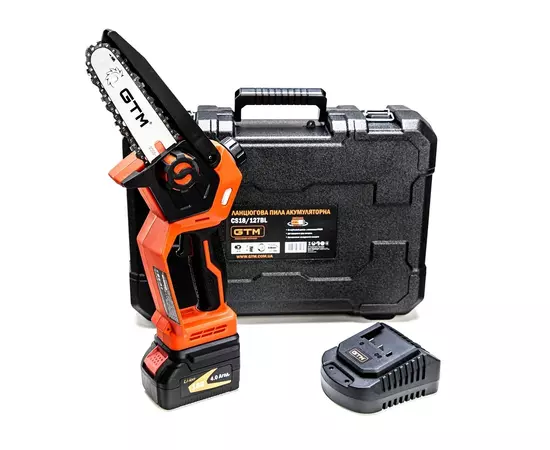 Цепная пила GTM CS18/127BL, 18В, шина 5"/12,7см, 4Ah (CS18/127BL KIT), изображение 4 Цепная пила GTM CS18/127BL, 18В, шина 5"/12,7см, 4Ah (CS18/127BL KIT), изображение 4