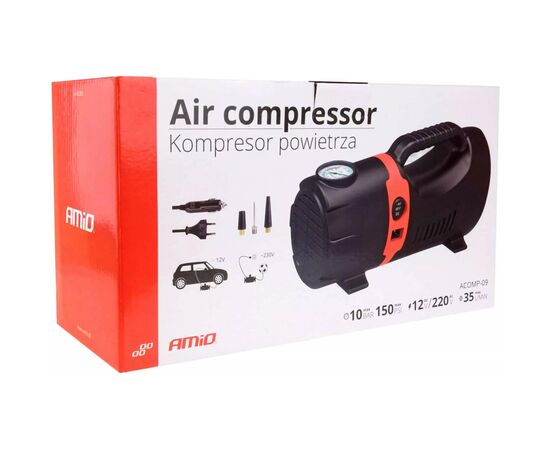 Автомобільний компресор AMiO 12V/230V (02383), зображення 4 Автомобільний компресор AMiO 12V/230V (02383), зображення 4