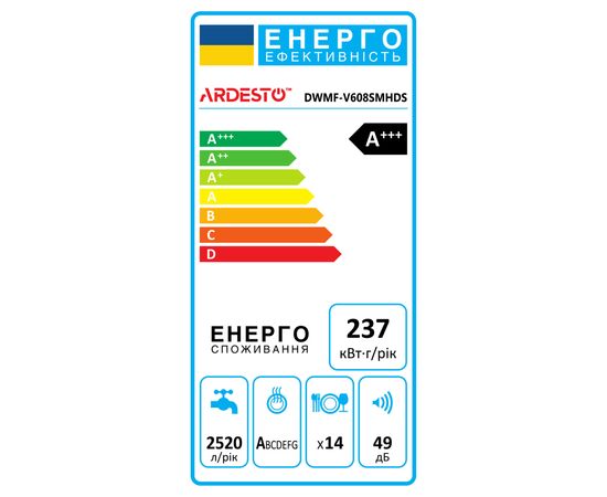 Посудомоечная машина Ardesto DWMF-V608SMHDS, изображение 2 Посудомоечная машина Ardesto DWMF-V608SMHDS, изображение 2