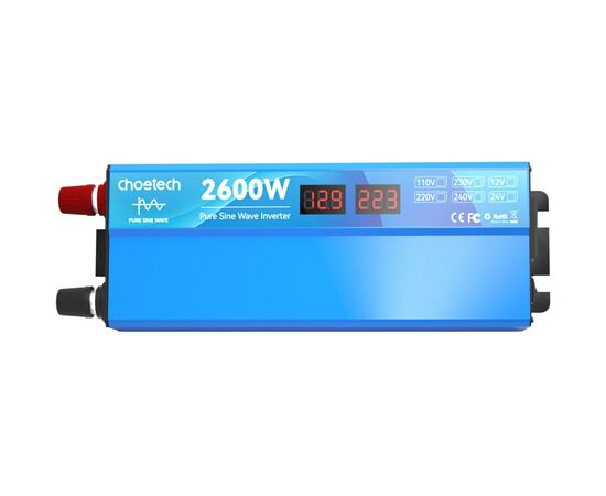 Автомобильный инвертор Choetech 12/220V 1300Вт, чистая синусоида (CJ2600Q-V2), изображение 2 Автомобильный инвертор Choetech 12/220V 1300Вт, чистая синусоида (CJ2600Q-V2), изображение 2