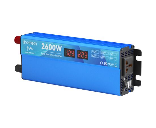 Автомобильный инвертор Choetech 12/220V 1300Вт, чистая синусоида (CJ2600Q-V2)