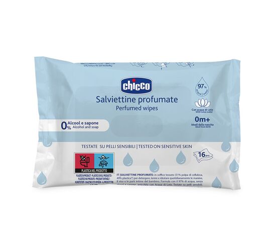 Дитячі вологі серветки Chicco м`які очищаючі, 16 шт (12050.20)