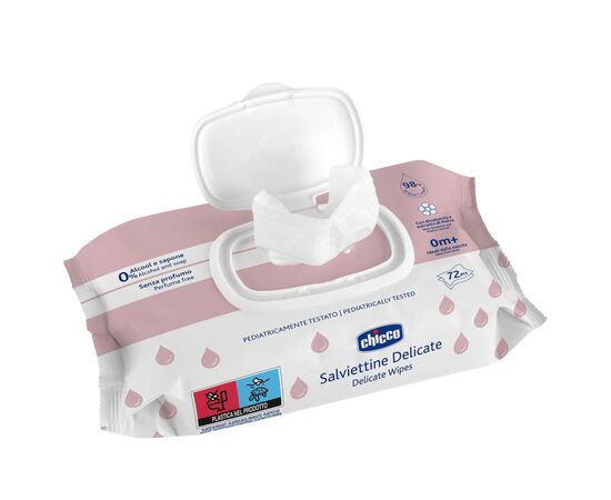 Дитячі вологі серветки Chicco м`які очищаючі, делікатні, 72 шт. (12050.60), зображення 2 Дитячі вологі серветки Chicco м`які очищаючі, делікатні, 72 шт. (12050.60), зображення 2