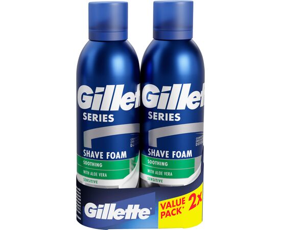 Пена для бритья Gillette Series Для чувствительной кожи с алоэ вера 200 мл + 200 мл (8700216579889)