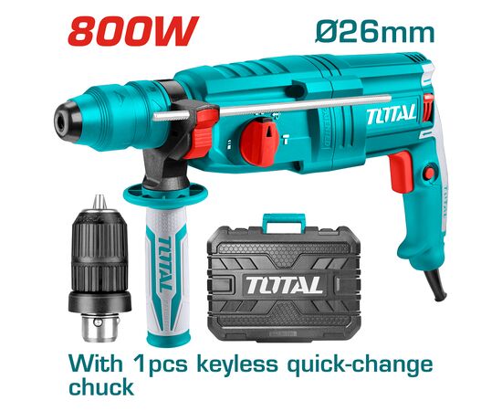 Перфоратор Total TH308268-2 SDS-Plus, 800Вт, 0-4000об/мх + патрон (TH308268-2), изображение 5