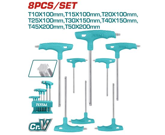 Ключ Total THHW80836 шестигранный Torx, Т-образная рукоятка, 8шт. (THHW80836), изображение 2 Ключ Total THHW80836 шестигранный Torx, Т-образная рукоятка, 8шт. (THHW80836), изображение 2