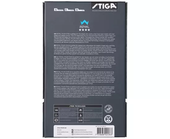 Ракетка для настольного тенниса Stiga Royal Crystal 4 Star FL (1214-2818-01) (931152), изображение 5 Ракетка для настольного тенниса Stiga Royal Crystal 4 Star FL (1214-2818-01) (931152), изображение 5