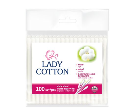 Ватные палочки Lady Cotton в полиэтиленовом пакете 100 шт. (4820048487351)
