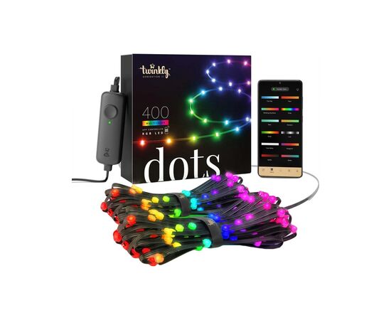 Гірлянда Twinkly Smart LED, Dots 400 RGB LED Lights String Black Wire Plug IP44 20м (TWD400STP-BEU)