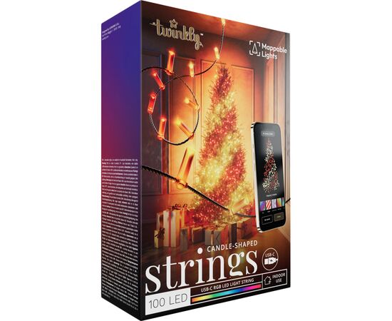 Гирлянда Twinkly Smart LED Strings USB 100 Candle-shaped RGB LEDs, Green Wire, USB-C, 6м (TWKC100RGB-G), изображение 11 Гирлянда Twinkly Smart LED Strings USB 100 Candle-shaped RGB LEDs, Green Wire, USB-C, 6м (TWKC100RGB-G), изображение 11