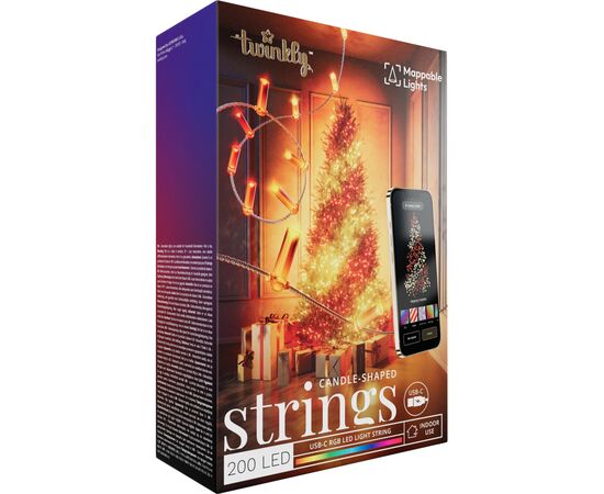 Гирлянда Twinkly Smart LED Strings USB 200 Candle-shaped RGB LEDs, Clear Wire, USB-C 12м (TWKC200RGB-T), изображение 11 Гирлянда Twinkly Smart LED Strings USB 200 Candle-shaped RGB LEDs, Clear Wire, USB-C 12м (TWKC200RGB-T), изображение 11