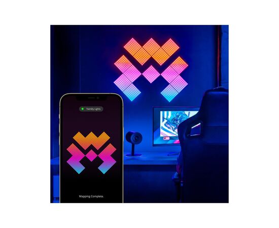 Гирлянда Twinkly Smart LED Squares 1 Starter Panel, RGB LED, USB-C, Black 16х16см (TWQ064STW-01-BUSB), изображение 4 Гирлянда Twinkly Smart LED Squares 1 Starter Panel, RGB LED, USB-C, Black 16х16см (TWQ064STW-01-BUSB), изображение 4