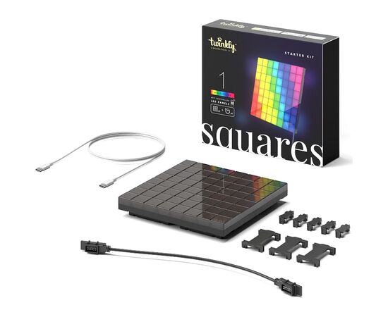Гирлянда Twinkly Smart LED Squares 1 Starter Panel, RGB LED, USB-C, Black 16х16см (TWQ064STW-01-BUSB)