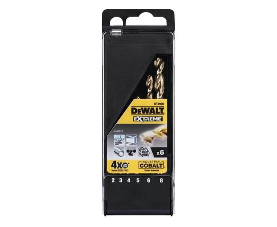 Набор сверл DeWALT по металлу EXTREME INDUSTRIAL COBALT HSS-Co, 6 шт, кейс (DT4956)