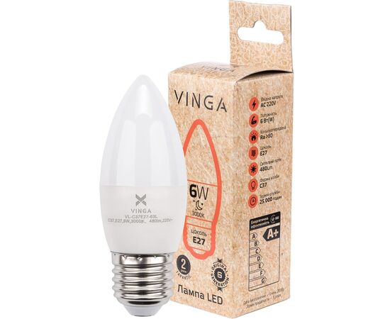 Лампочка Vinga VL-C37E27-63L, изображение 3 Лампочка Vinga VL-C37E27-63L, изображение 3