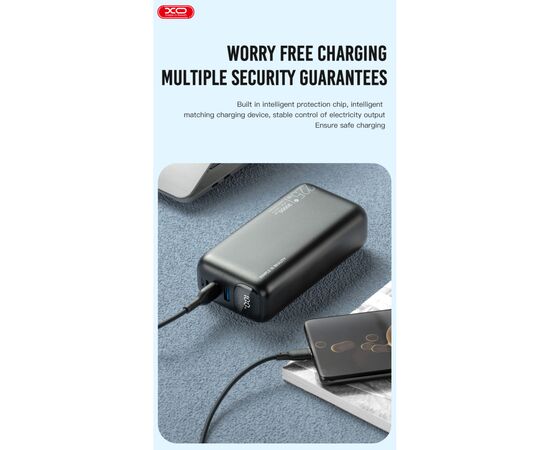 Батарея универсальная XO 30000mAh, PD/20W, QC/22.5W, black (PR200_Black), изображение 4 Батарея универсальная XO 30000mAh, PD/20W, QC/22.5W, black (PR200_Black), изображение 4