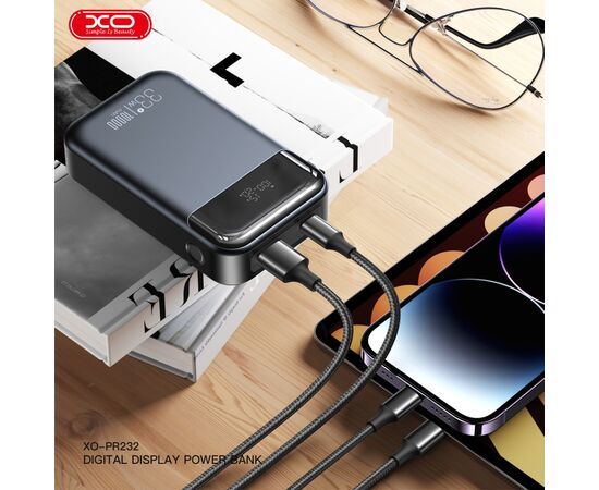 Батарея универсальная XO 10000mAh, PD/30W, QC/22.5W, PPS/33W, black (PR232_Black), изображение 8 Батарея универсальная XO 10000mAh, PD/30W, QC/22.5W, PPS/33W, black (PR232_Black), изображение 8