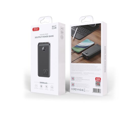 Батарея универсальная XO 20000mAh, PD/20W, QC/22.5W, black (PR239_Black), изображение 4 Батарея универсальная XO 20000mAh, PD/20W, QC/22.5W, black (PR239_Black), изображение 4