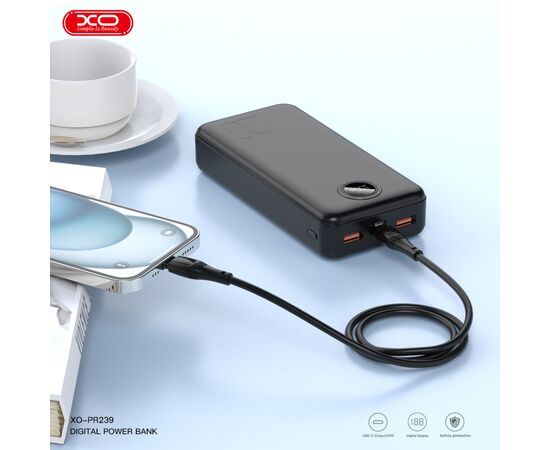 Батарея универсальная XO 20000mAh, PD/20W, QC/22.5W, black (PR239_Black), изображение 5 Батарея универсальная XO 20000mAh, PD/20W, QC/22.5W, black (PR239_Black), изображение 5
