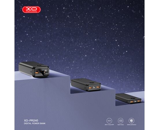Батарея универсальная XO 30000mAh, PD/20W, QC/22.5W, with light, black (PR240_Black), изображение 4 Батарея универсальная XO 30000mAh, PD/20W, QC/22.5W, with light, black (PR240_Black), изображение 4