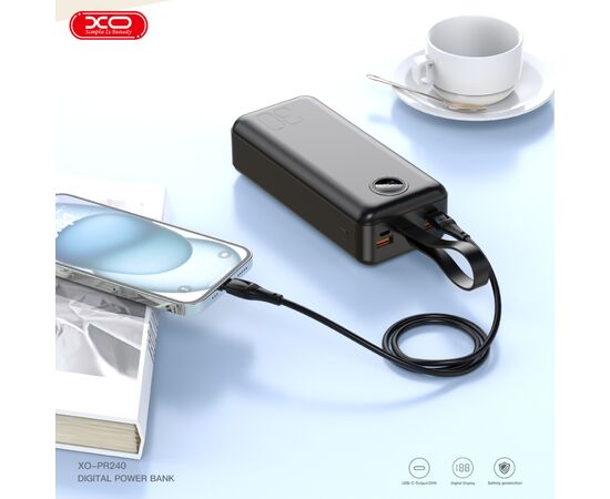 Батарея универсальная XO 30000mAh, PD/20W, QC/22.5W, with light, black (PR240_Black), изображение 8 Батарея универсальная XO 30000mAh, PD/20W, QC/22.5W, with light, black (PR240_Black), изображение 8
