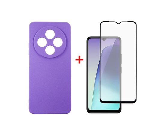 Чохол до мобільного телефона Dengos Xiaomi Redmi 14C Carbon + glass (Purple) (DG-KM-121)