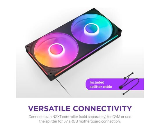 Кулер для корпуса NZXT F280 RGB Core Fan (Single Frame) - Black (RF-U28HF-B1), изображение 9 Кулер для корпуса NZXT F280 RGB Core Fan (Single Frame) - Black (RF-U28HF-B1), изображение 9