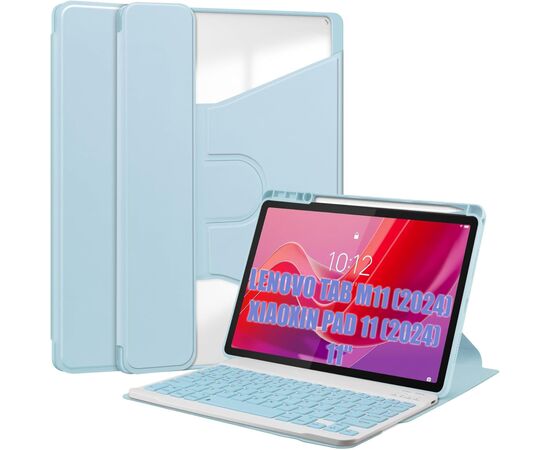 Чохол до планшета BeCover 360° Rotatable + Keyboard Lenovo Tab M11 (2024) TB-TB330FU/Xiaoxin Pad 11 (2024) 11" Light Blue (712410)