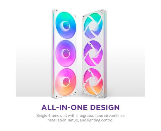 Кулер для корпуса NZXT F360 RGB Core Fan (Single Frame) - White (RF-U36HF-W1), изображение 7 Кулер для корпуса NZXT F360 RGB Core Fan (Single Frame) - White (RF-U36HF-W1), изображение 7