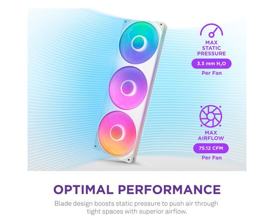 Кулер для корпуса NZXT F360 RGB Core Fan (Single Frame) - White (RF-U36HF-W1), изображение 9 Кулер для корпуса NZXT F360 RGB Core Fan (Single Frame) - White (RF-U36HF-W1), изображение 9