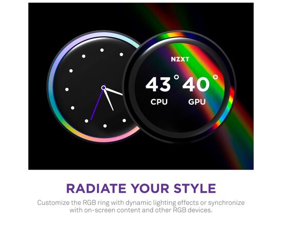 Система жидкостного охлаждения NZXT Kraken Elite RGB 240mm (RL-KR24E-B2), изображение 10 Система жидкостного охлаждения NZXT Kraken Elite RGB 240mm (RL-KR24E-B2), изображение 10