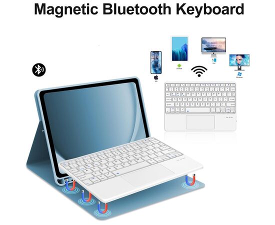 Чехол для планшета BeCover Keyboard+TouchPad Apple iPad Air 11" M2 2024 Light Blue (712598), изображение 4 Чехол для планшета BeCover Keyboard+TouchPad Apple iPad Air 11" M2 2024 Light Blue (712598), изображение 4