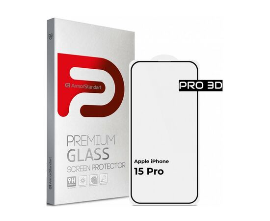 Стекло защитное Armorstandart Pro 3D Apple iPhone 15 Pro Black (ARM68219)