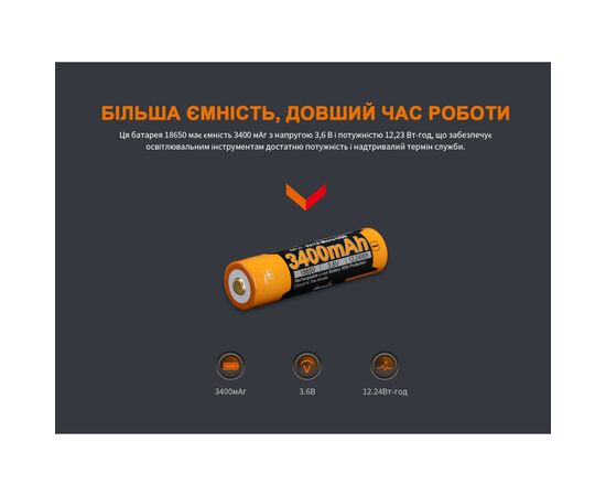 Аккумулятор Fenix 18650 3400 mAh micro usb зарядка (ARB-L18-3400U), изображение 10 Аккумулятор Fenix 18650 3400 mAh micro usb зарядка (ARB-L18-3400U), изображение 10