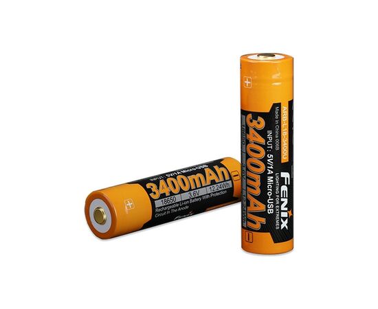 Аккумулятор Fenix 18650 3400 mAh micro usb зарядка (ARB-L18-3400U), изображение 3 Аккумулятор Fenix 18650 3400 mAh micro usb зарядка (ARB-L18-3400U), изображение 3