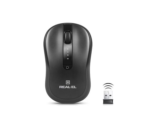 Мышка REAL-EL RM-450W Wireless/Bluetooth Black/Gray (EL123200046), изображение 3 Мышка REAL-EL RM-450W Wireless/Bluetooth Black/Gray (EL123200046), изображение 3