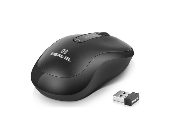 Мышка REAL-EL RM-450W Wireless/Bluetooth Black/Gray (EL123200046), изображение 4 Мышка REAL-EL RM-450W Wireless/Bluetooth Black/Gray (EL123200046), изображение 4