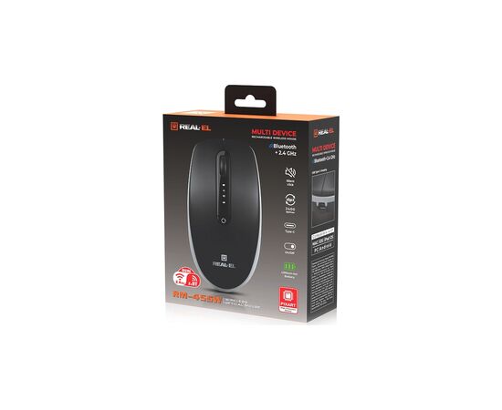 Мышка REAL-EL RM-455W Wireless/Bluetooth Black/Gray (EL123200047), изображение 10 Мышка REAL-EL RM-455W Wireless/Bluetooth Black/Gray (EL123200047), изображение 10