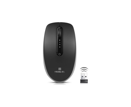 Мышка REAL-EL RM-455W Wireless/Bluetooth Black/Gray (EL123200047), изображение 3 Мышка REAL-EL RM-455W Wireless/Bluetooth Black/Gray (EL123200047), изображение 3