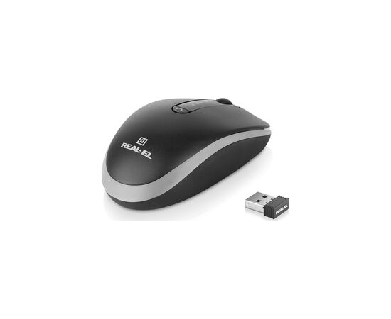 Мышка REAL-EL RM-455W Wireless/Bluetooth Black/Gray (EL123200047), изображение 4 Мышка REAL-EL RM-455W Wireless/Bluetooth Black/Gray (EL123200047), изображение 4