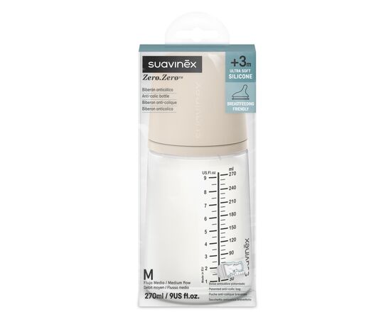 Бутылочка для кормления Suavinex Zero. Zero Beige 270 мл, средний поток (308419), изображение 3 Бутылочка для кормления Suavinex Zero. Zero Beige 270 мл, средний поток (308419), изображение 3