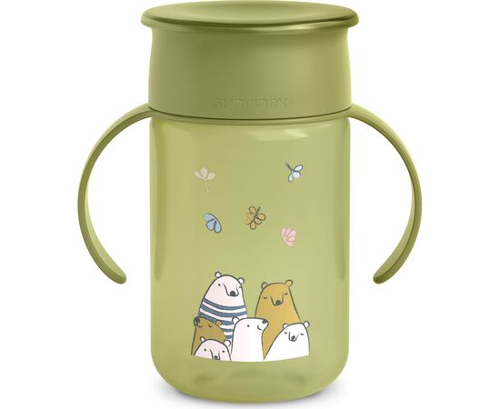 Поїльник-непроливайка Suavinex Bear Family 340 мл, +12 міс. зелена (402647)