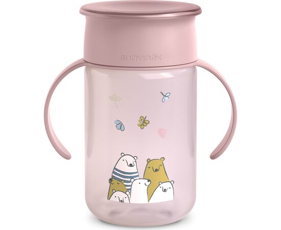 Поильник-непроливайка Suavinex Bear Family 340 мл +12 мес. розовая (402646)