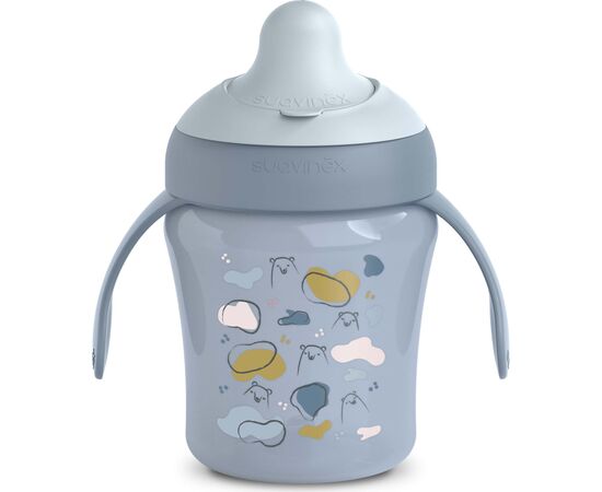 Поильник-непроливайка Suavinex Bear Family чашка с носиком, 200 мл +6 мес. голубая (402641), изображение 2